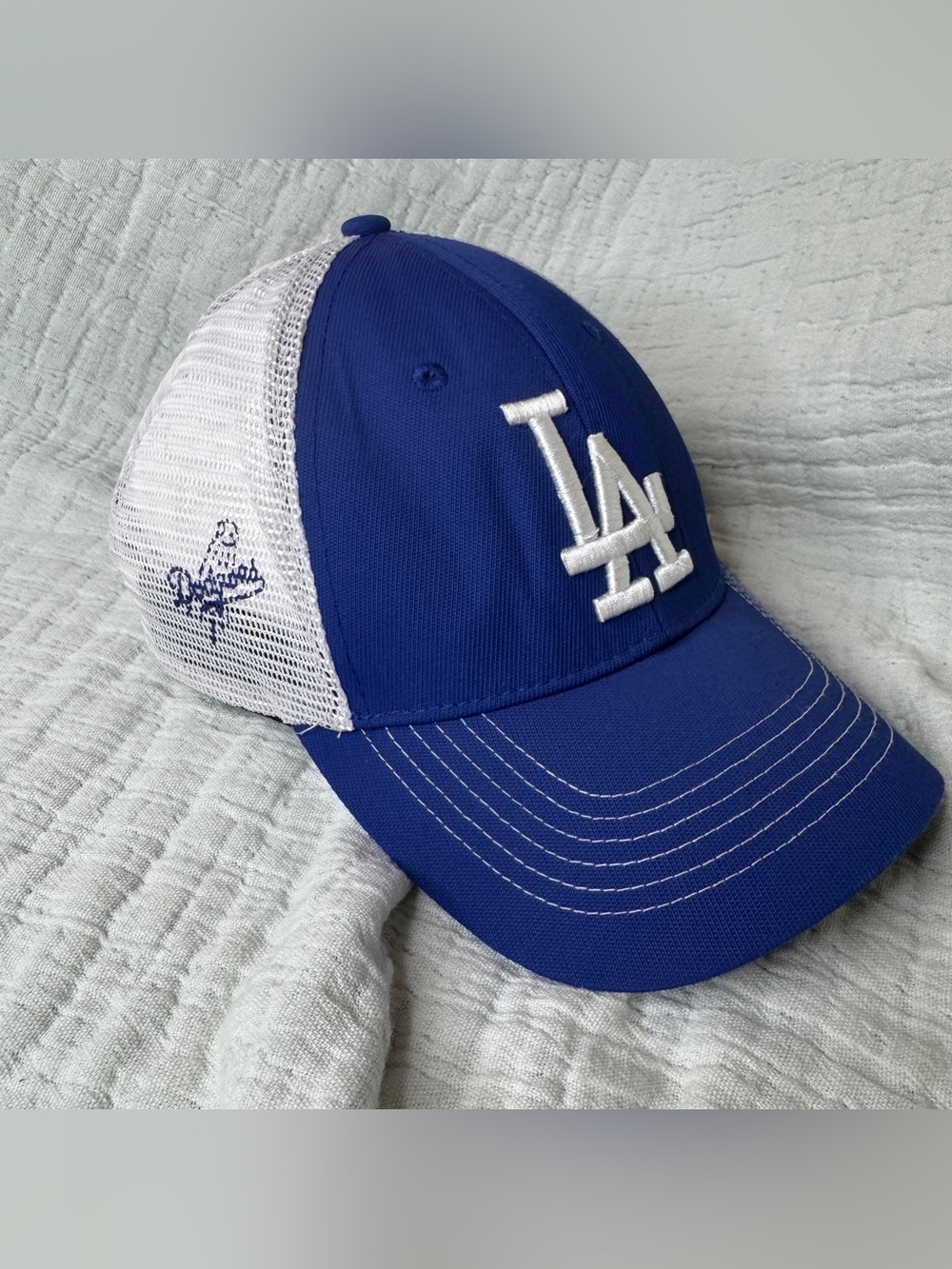 Los Angeles Dodgers Trucker Hat Blue White Snapback Mesh Cap Fan Favorite MLB